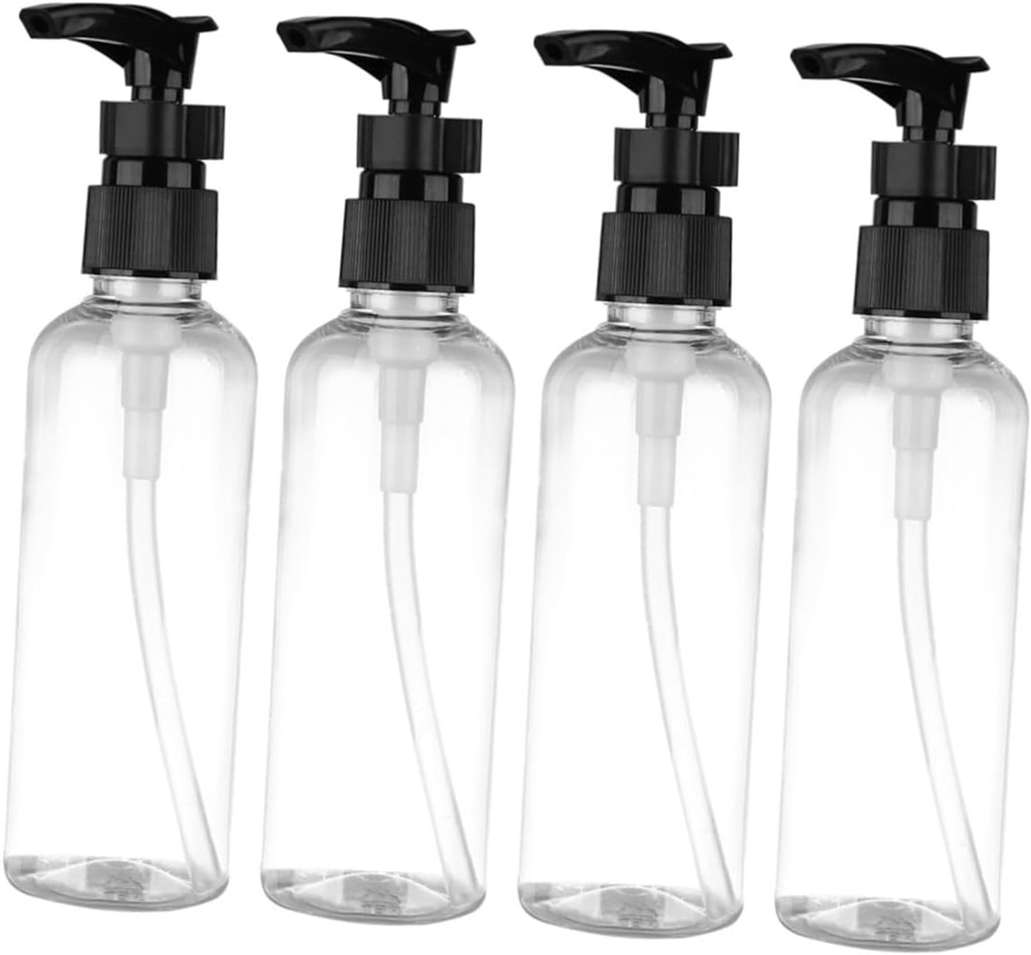 4 Stuks Navulbare Plastic Lotionflessen met Zwarte Draagbare Vloeistofdispenser voor Shampoo Compacte Reisverpakking voor Outdoor Thuisgebruik