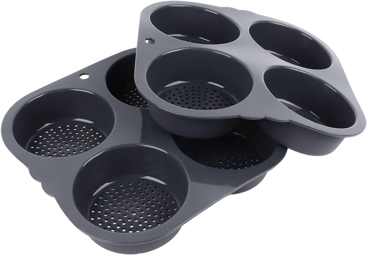Aqxreight 4 Kopje Hamburger Broodje Pan Siliconen Hamburger Schimmel Hamburgerbun Mal 4 Inch Grote Bakpan Vaatwasser Veilig Antiaanval voor Zelfgemaakte Hamburgerbroodjes