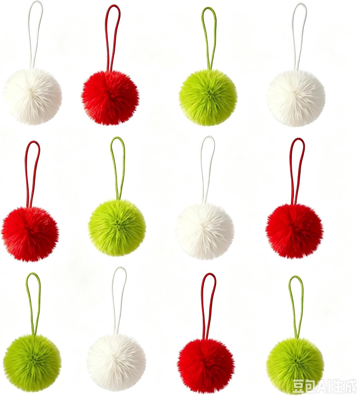 Kerstballen van kunstbont van 6 cm met ophanglus