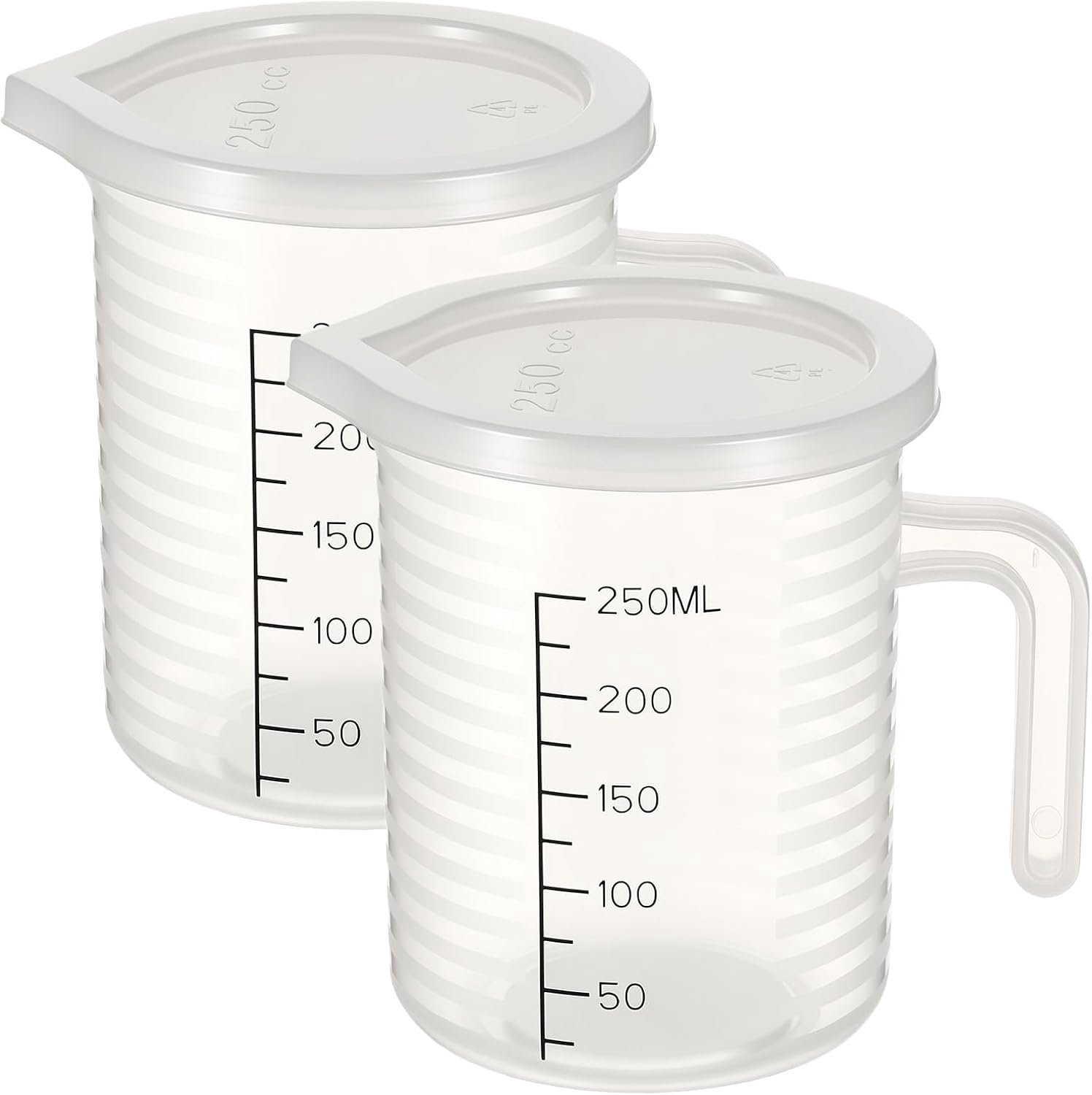 Maatbekers, 250 ml, precisie met weegschaal handvat en deksel