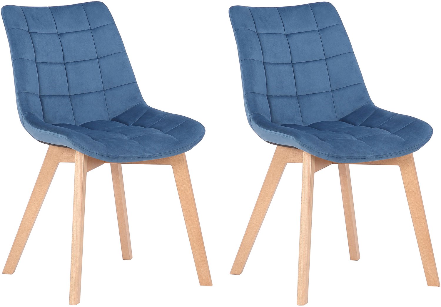 Luxe Comfort Eetkamerstoelen - Set van 2 - Fluweel - Blauw