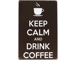 Hioni Sign with "Keep Calm and Drink Coffee" Metal Sign Slogan Art Vintage Bar Cafe Pub - ShopVlot