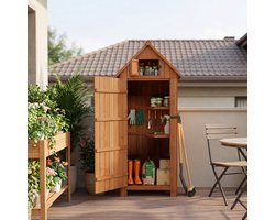 HOMAVO Houten Tuinschuur - Tuinhuis - Tuinkast - UV-Bescherming Zadeldak - 77 × 54.3 × 179 cm