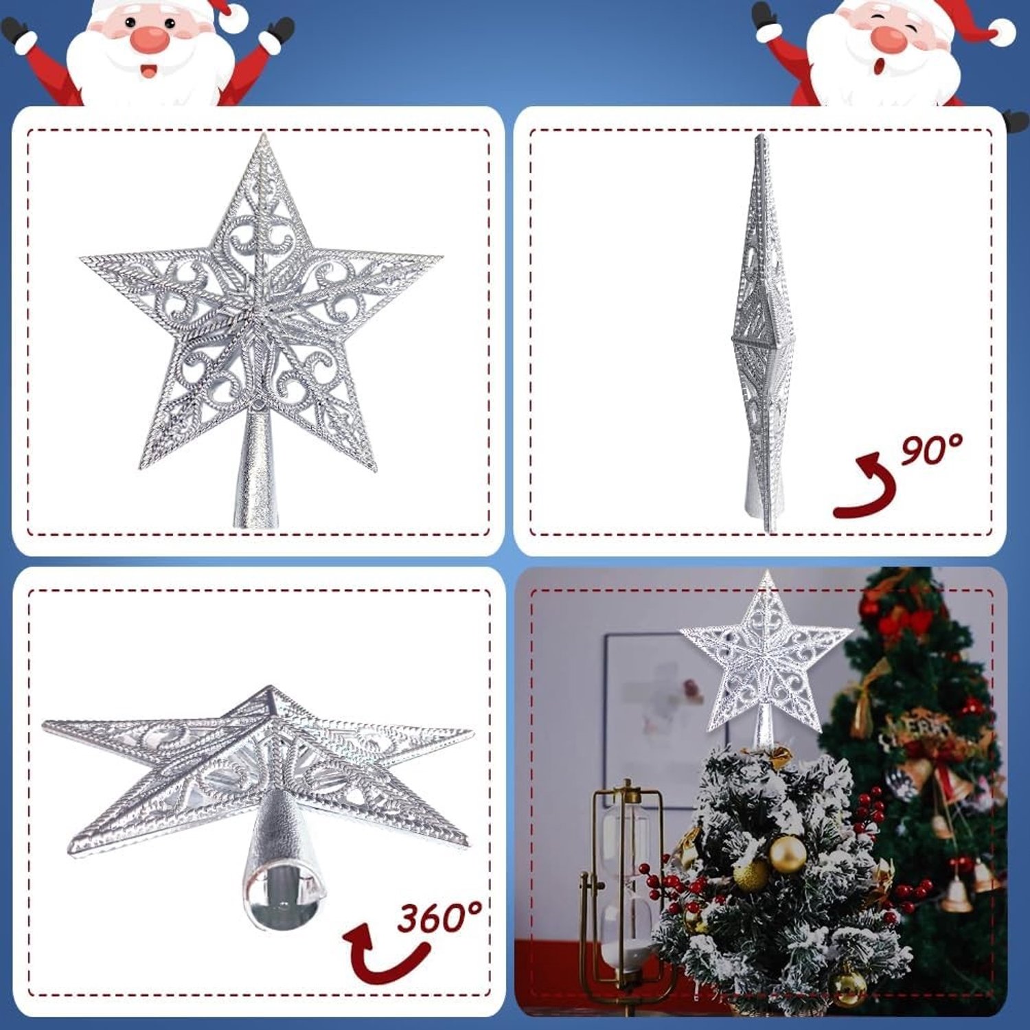 Vintage Ster voor de Top van de Kerstboom - Lichtgewicht Plastic Hollow Out Versiering voor Kerstmis en Nativiteitsvieringen, Perfecte Decoratie voor Feestdagen – foto 6