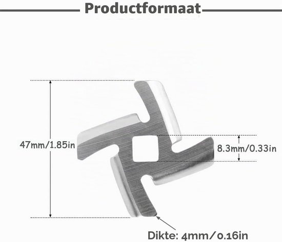 Vleesmolenschijf en snijmes - 2-delige set voor vleesmolen, snijden, hakken en malen (maat 46mm) — afbeelding 5
