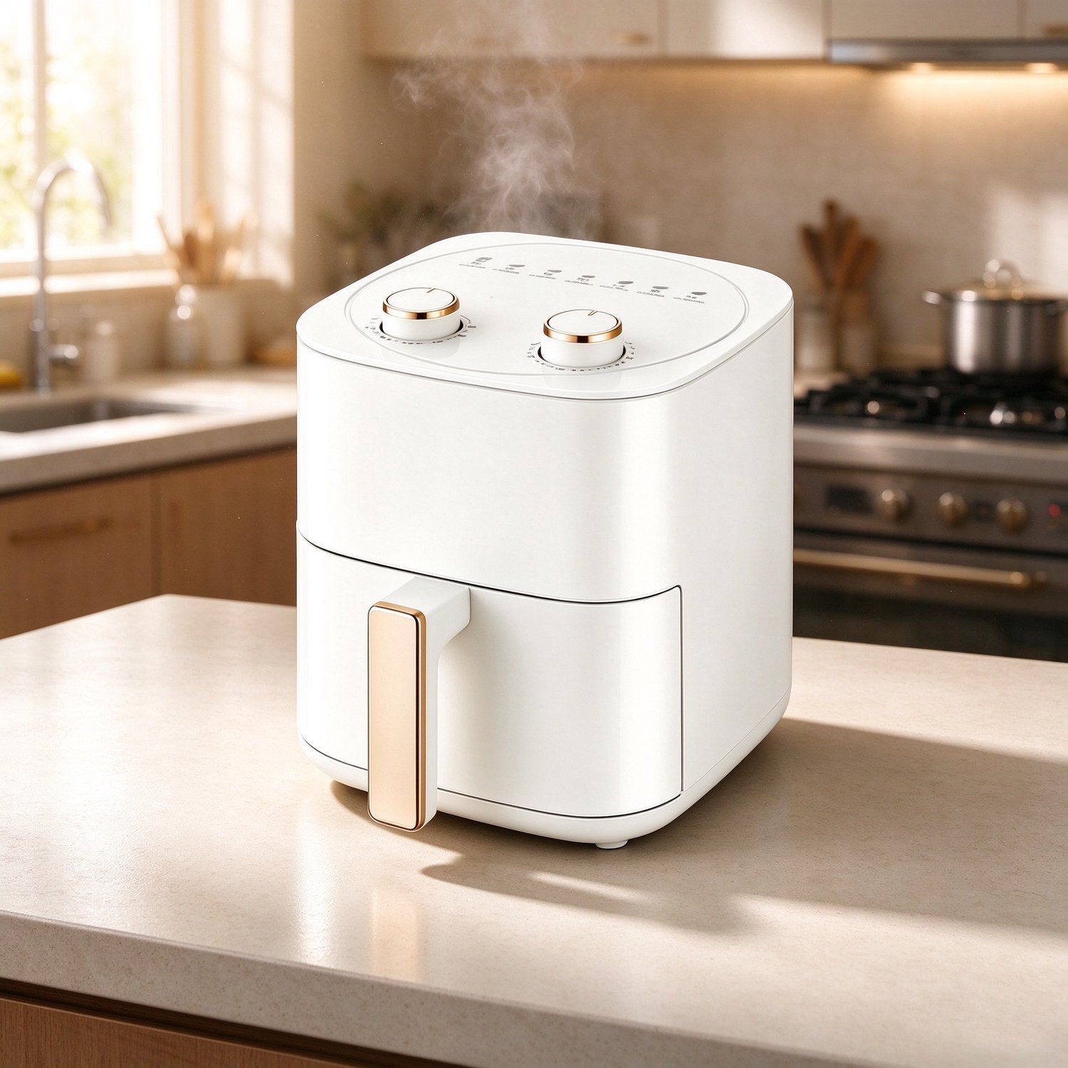 Witte airfryer met grote capaciteit van 6 liter – Multifunctionele elektrische friteuse met 3D-hittecirculatie, geschikt voor thuisgebruik