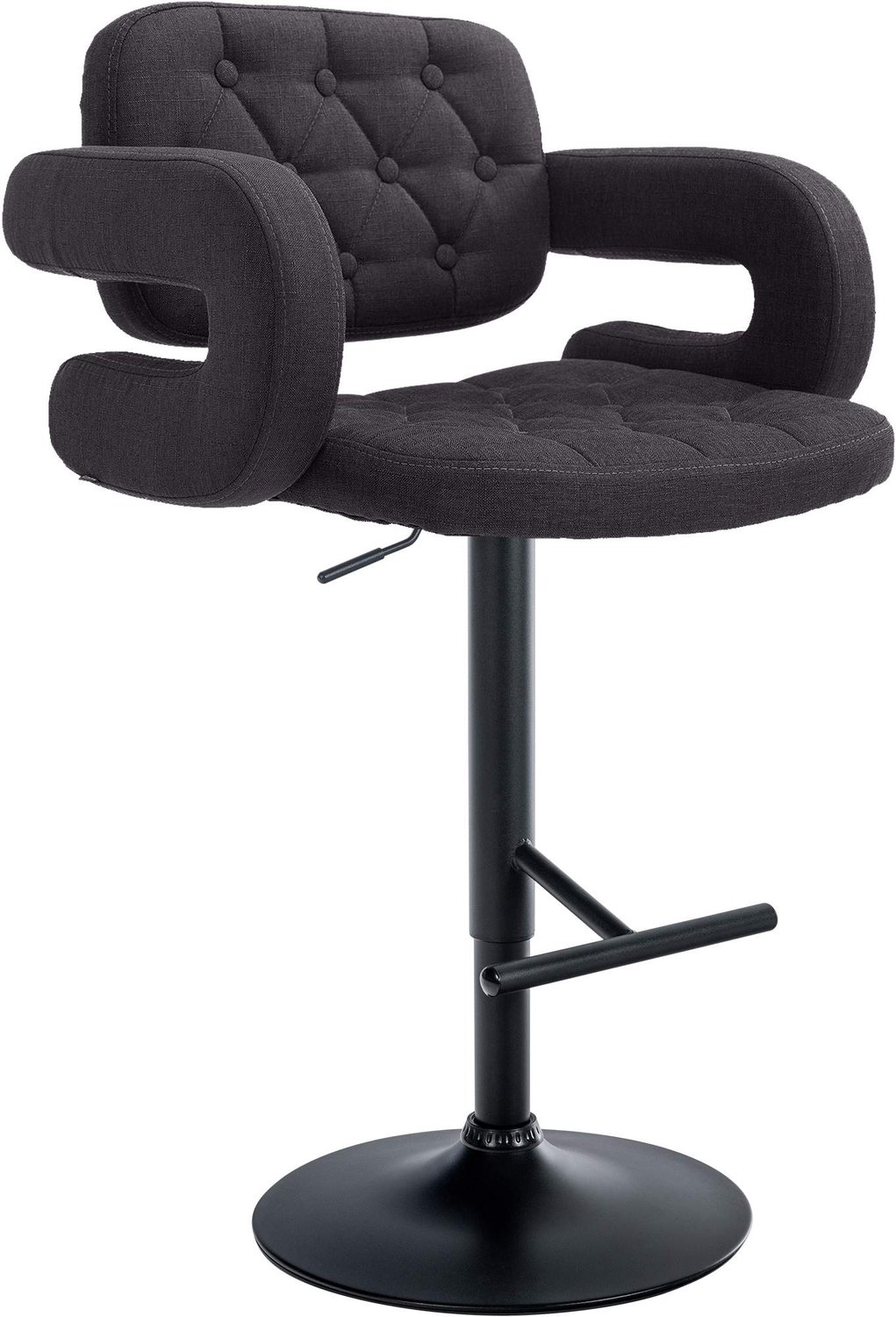 Luxe Comfort Barkruk - Verstelbaar - Stof - Zwart zwart zwart