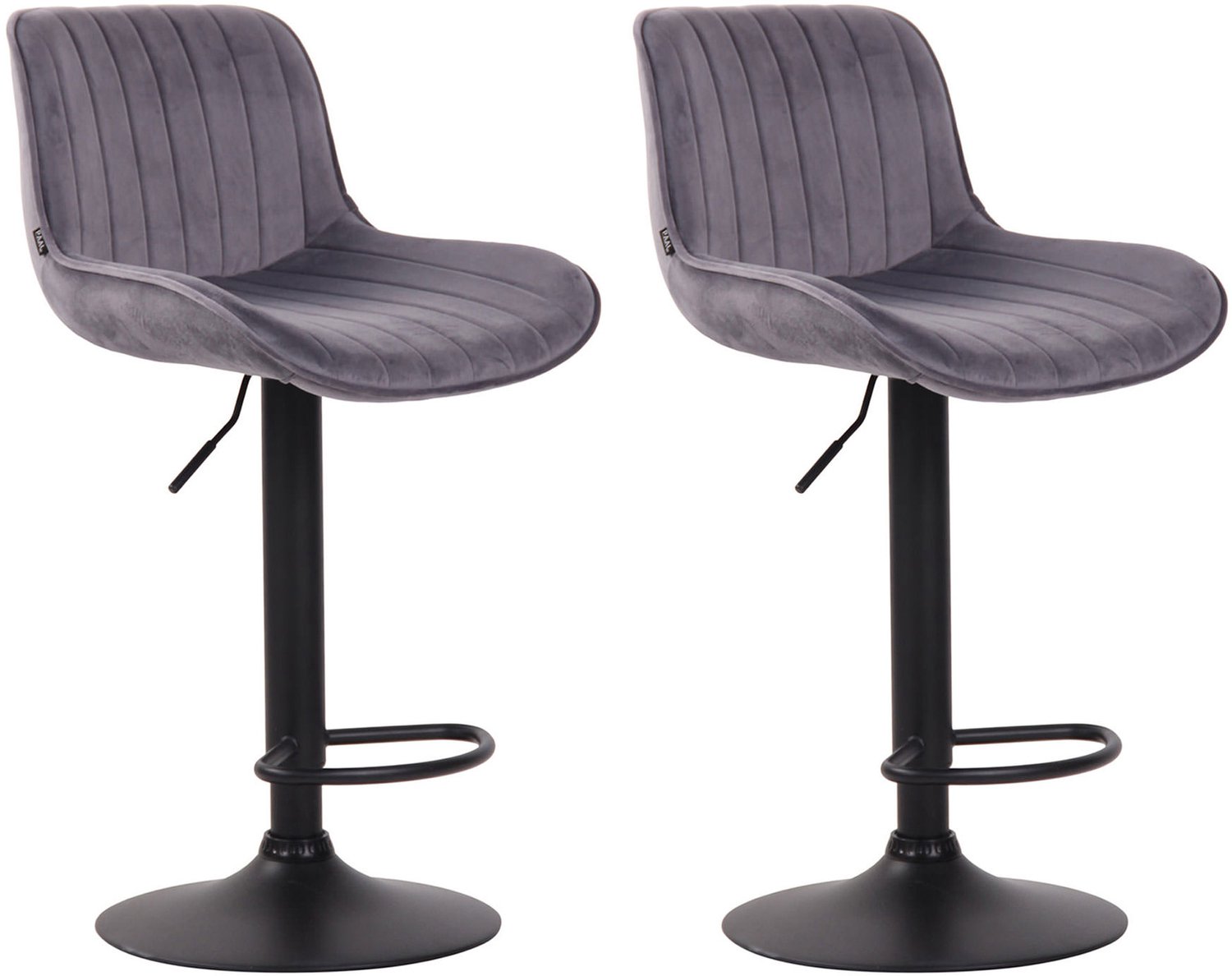 Luxe Comfort Barkruk - Set van 2 - Verstelbaar - Fluweel - Donkergrijs