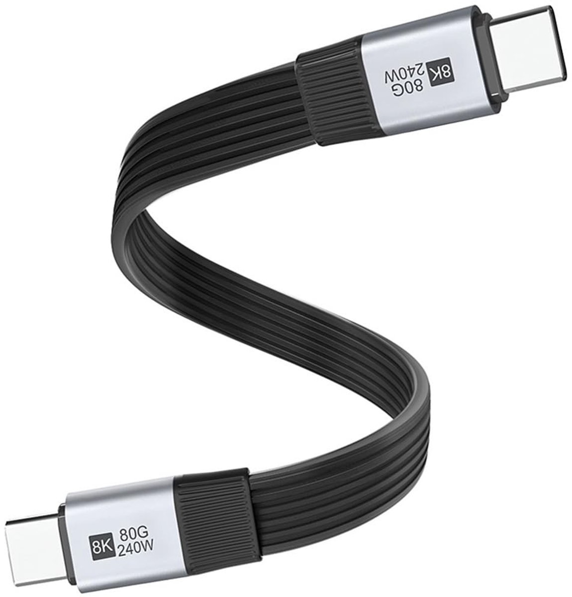 Korte USB C kabel van 7.87 inch, ondersteunt PD 240W, 80Gbps dataoverdracht en 16K video, compatibel met Thunderbolt 3 en 4