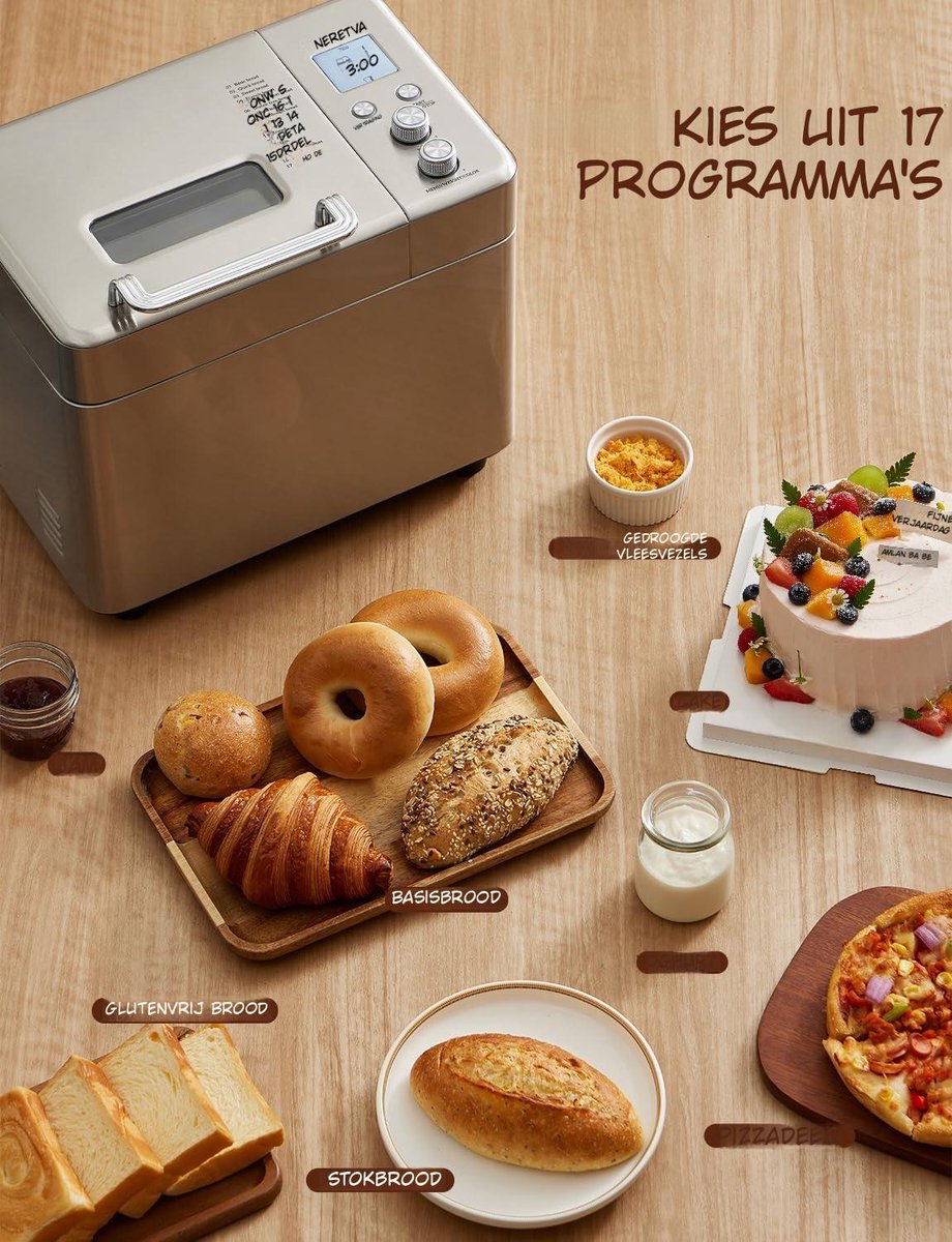 Kavo Broodbakmachine - Automatische Broodbakmachine - Glutenvrij - Zilver - 35cm x 27cm x 33cm
