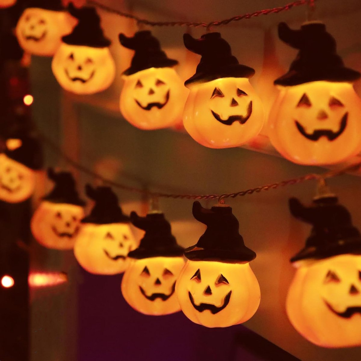 Halloween Pompoen Slingerlichten - Waterdichte Batterijgevoede LED Mini Lampjes - 80 LED's en 10 Meter Lengte - Voor Thuis en Feestdecoratie - 1 Stuk