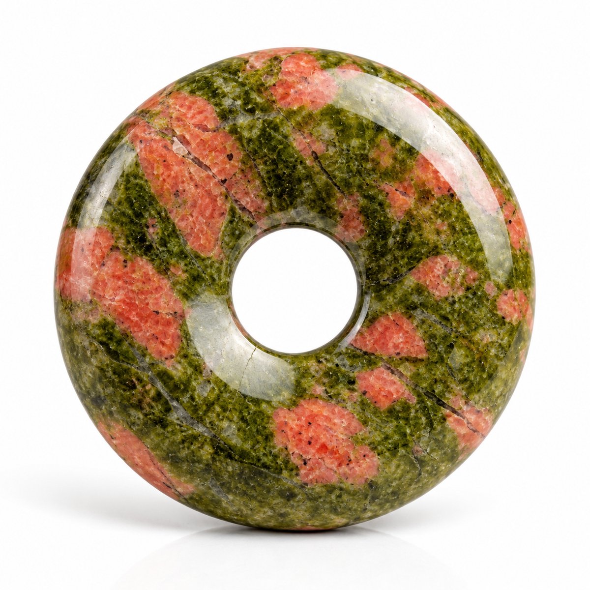 S4H® Unakiet Donut Hanger – Gepolijste Edelsteen – 30 mm – Natuursteen – Groen & Roze – Balans & Harmonie
