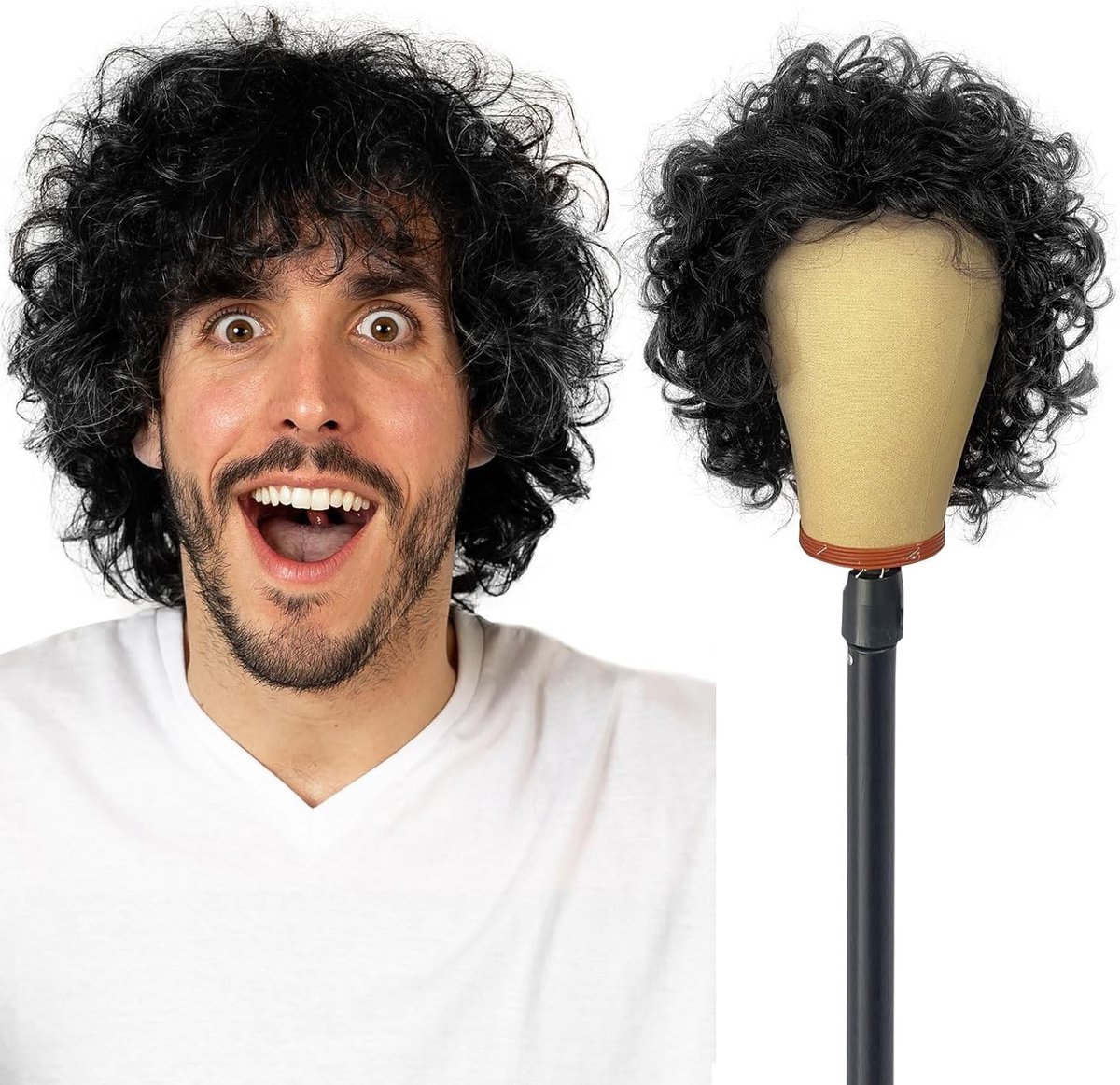 Zwarte Krullende Peruc voor Mannen en Vrouwen, Afro Haar voor Feestkleding, 60s 70s 80s Disco en Hippie Kostuum Accessoire
