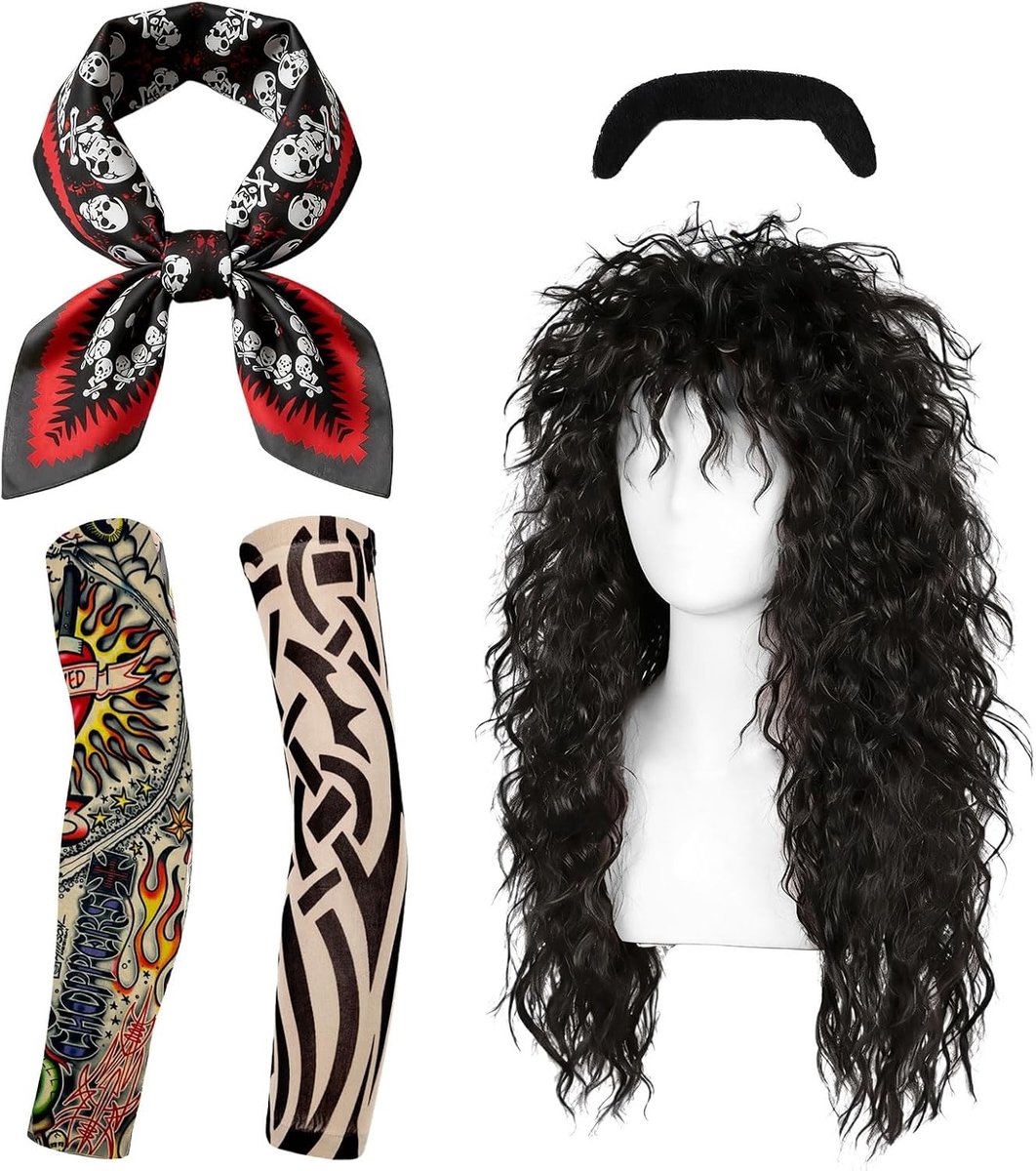 Disco Hippie Kostuum Set met 5 Stukken voor Feestjes, Festivals en Themapartijen