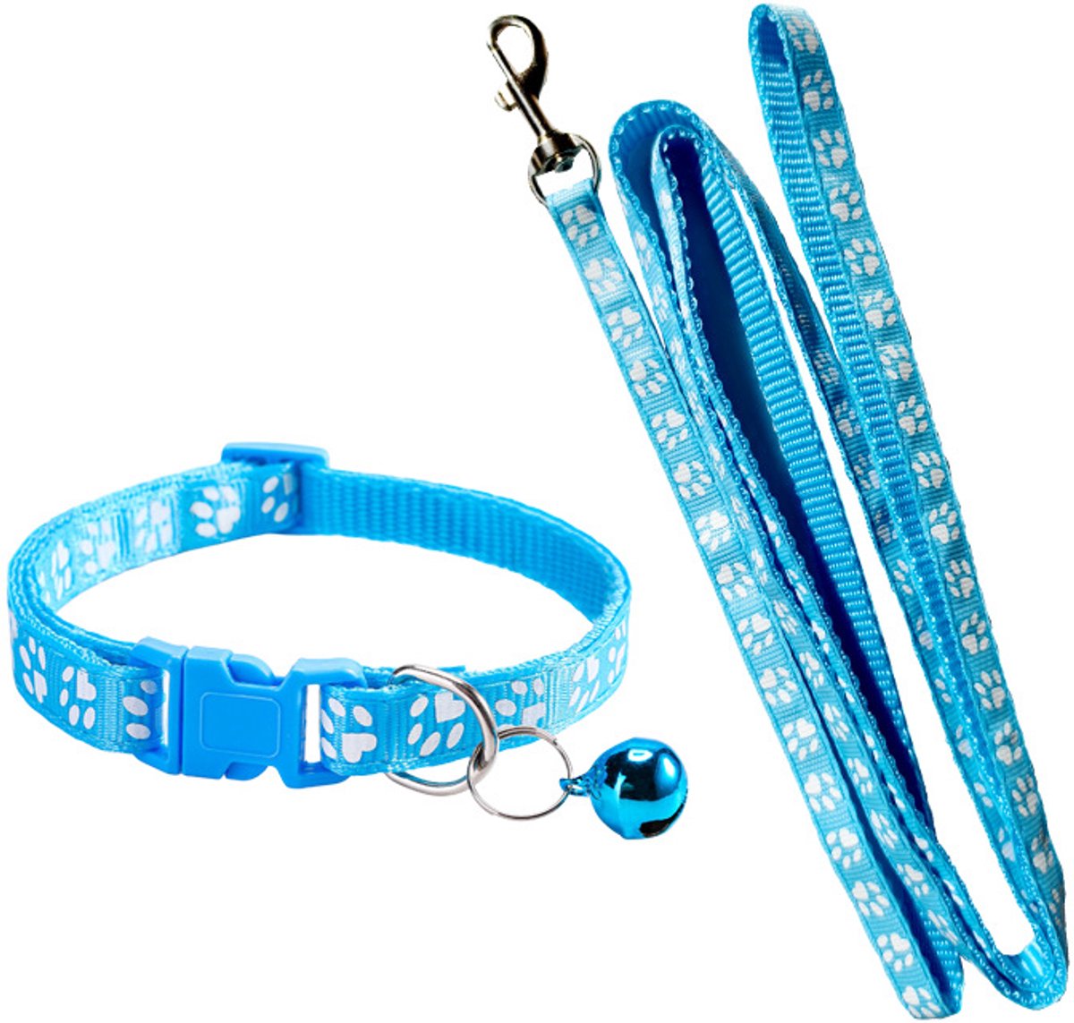 Verstelbare hondenhalsband, Geschikt voor zowel honden als katten, Geschikt voor belletje, lichtblauw.