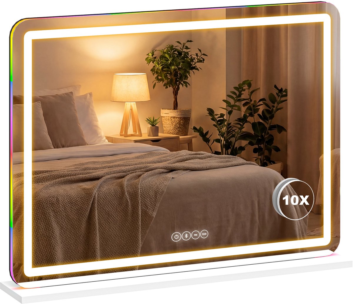Verlichte Make-upspiegel– 3 Lichtkleuren – 80x60cm – Wit