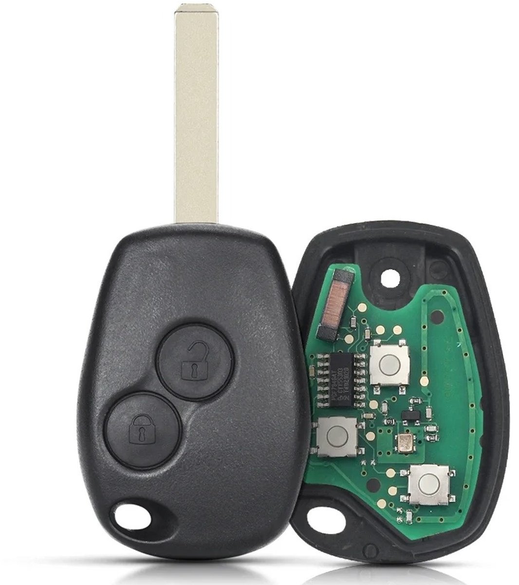 XEOD 2 knops sleutel - Complete sleutel - Met electronica - Geschikt voor Renault - Opel - Nissan - ID46 PCF7946 - VA2 - 1 stuks