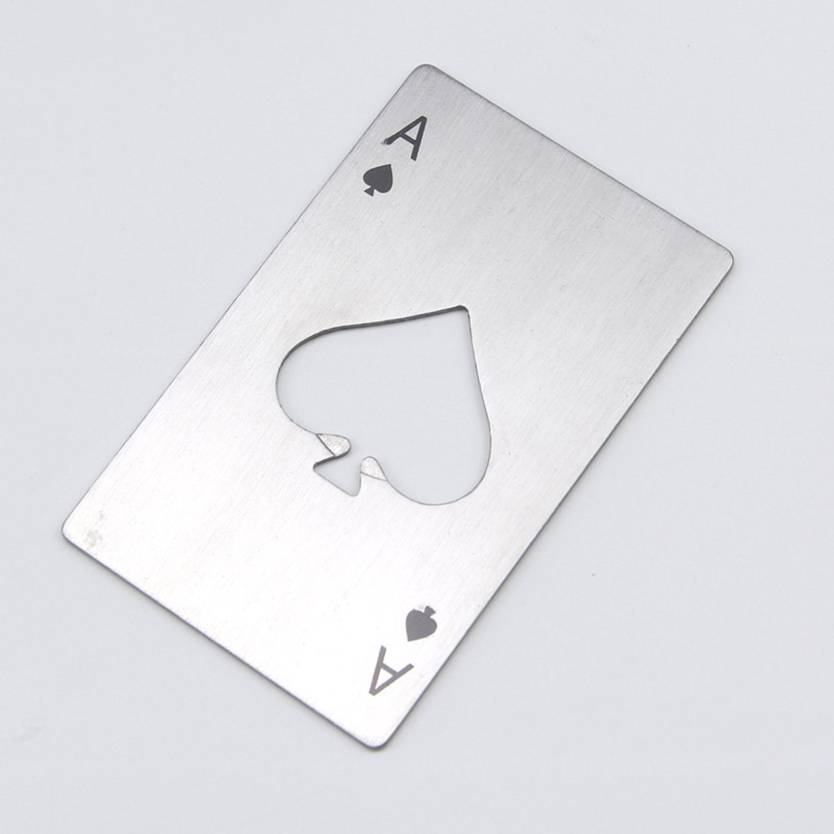 Go Go Gadget - Flesopener - Bieropener - RVS - Poker - Kaart - Schoppen Aas - Card formaat - Zilver - 1 stuk