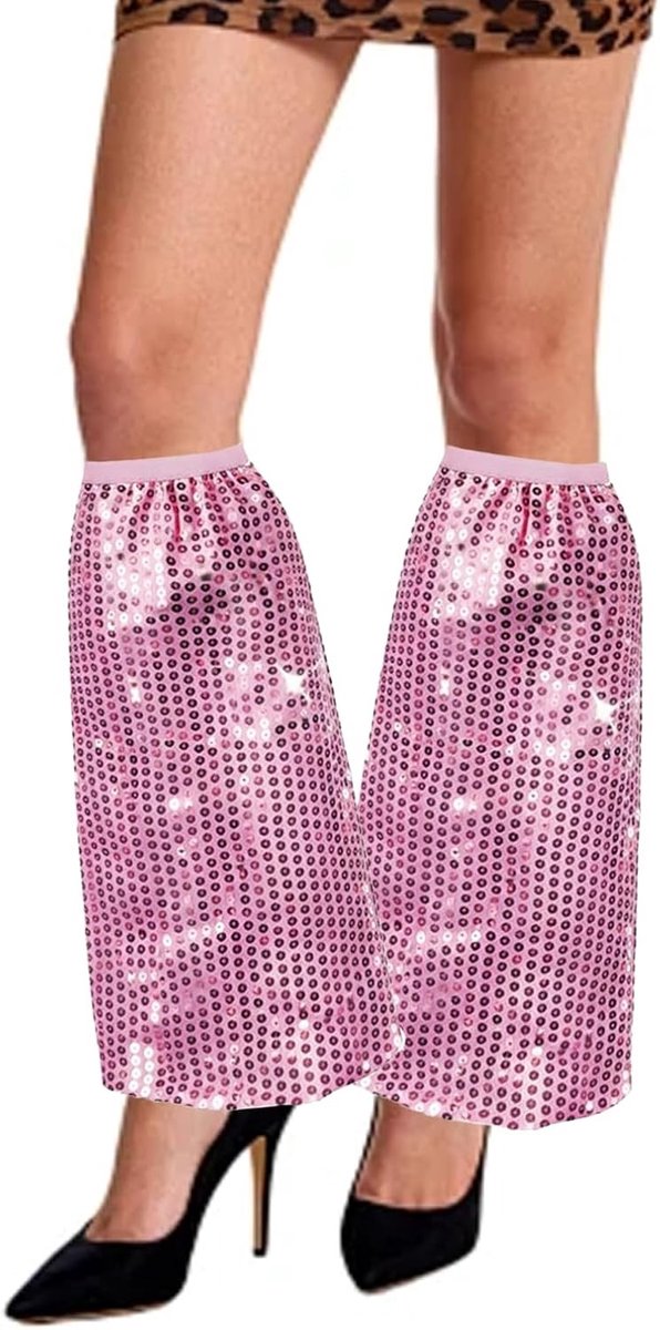 Vrouwelijk Disco Kostuum met Pailletten voor Carnaval - Fantasie Jurk in Roze, One Size, Perfect voor Feestjes