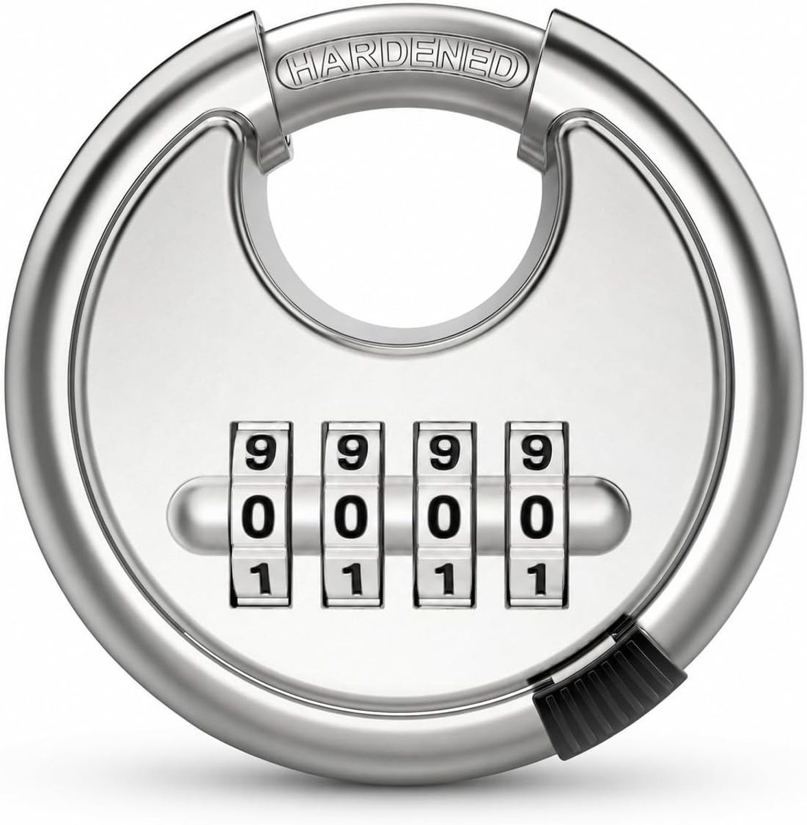 Veiligheids hangslot met 4-cijferige combinatie, roestvrij staal, weerbestendig, ideaal voor poorten, garages en hekken, compact formaat