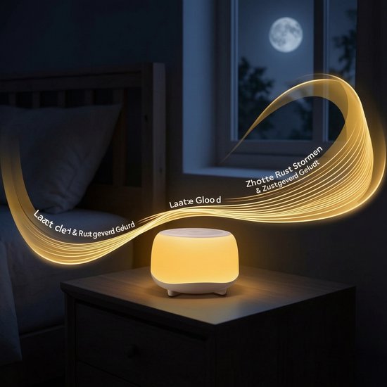 White Noise Machine - Witte Ruis Apparaat met 34 Slaapgeluiden - Slaaphulp voor Baby's en Volwassenen - Nachtlampje met 7 Kleuren - Draadloos & Oplaadbaar - Timerfunctie - Draagbare Slaapmachine - Wit — afbeelding 4