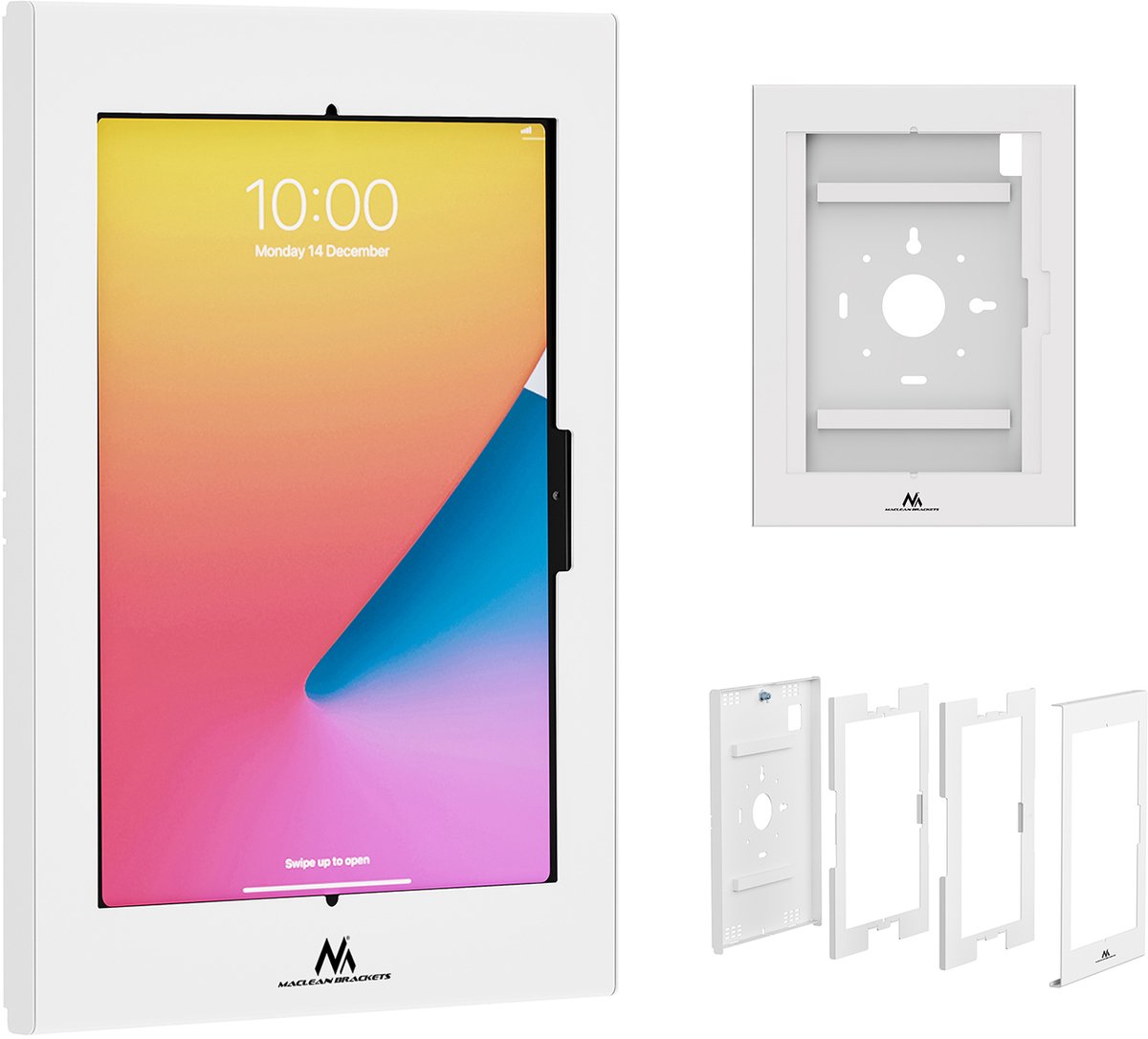 Maclean-tablethouder met vergrendeling, 12,4"-13", iPad Air/Pro, Samsung Tab S10+/S9+/S8+/S7+, 257 x 350 x 22 mm, MC-950 W