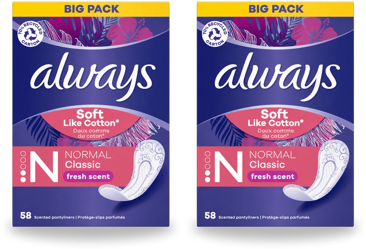 2 x Always - Inlegkruisjes - Normal - Fresh - Voordeelverpakking - Bulkverpakking - 2 stuks