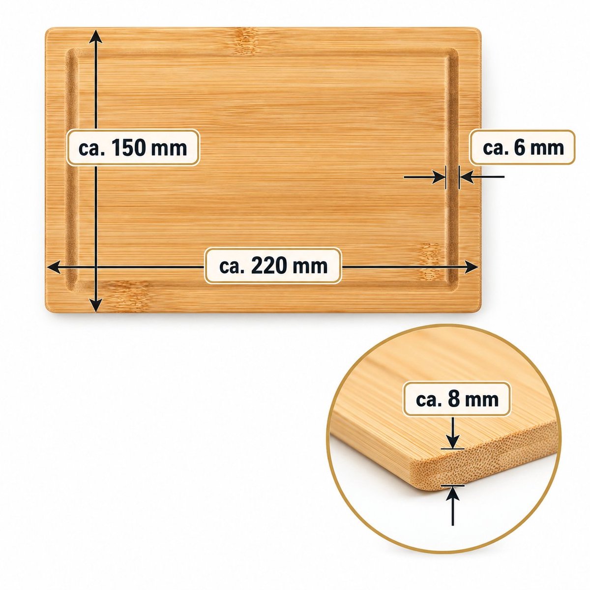 R&H® 10-delige Bamboe Serveerplankjes 22x15 cm - Houten Snijplankjes voor Ontbijt, Tapas en Borrelhapjes