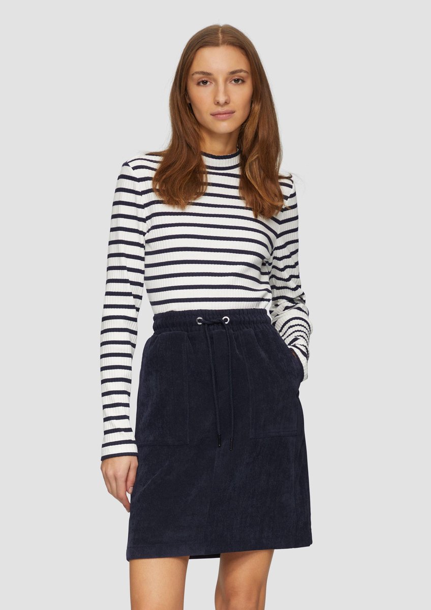 s.Oliver - female - Fijne ribfluwelen rok met trekkoord en elastische tailleband
