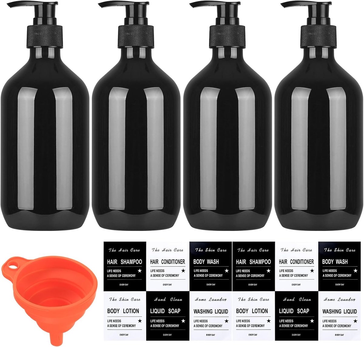 Zeepdispenser - Set van 4 - 500 ml - Kunststof - Herbruikbaar