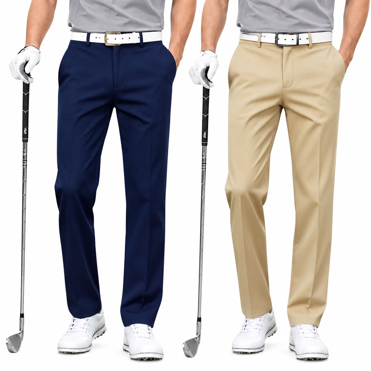 Currero Comfortabel Golfbroek Heren Golfkleding Nette Pantalon Mannen Broek Outfit Chino + XXS Donkerblauw + Linnen