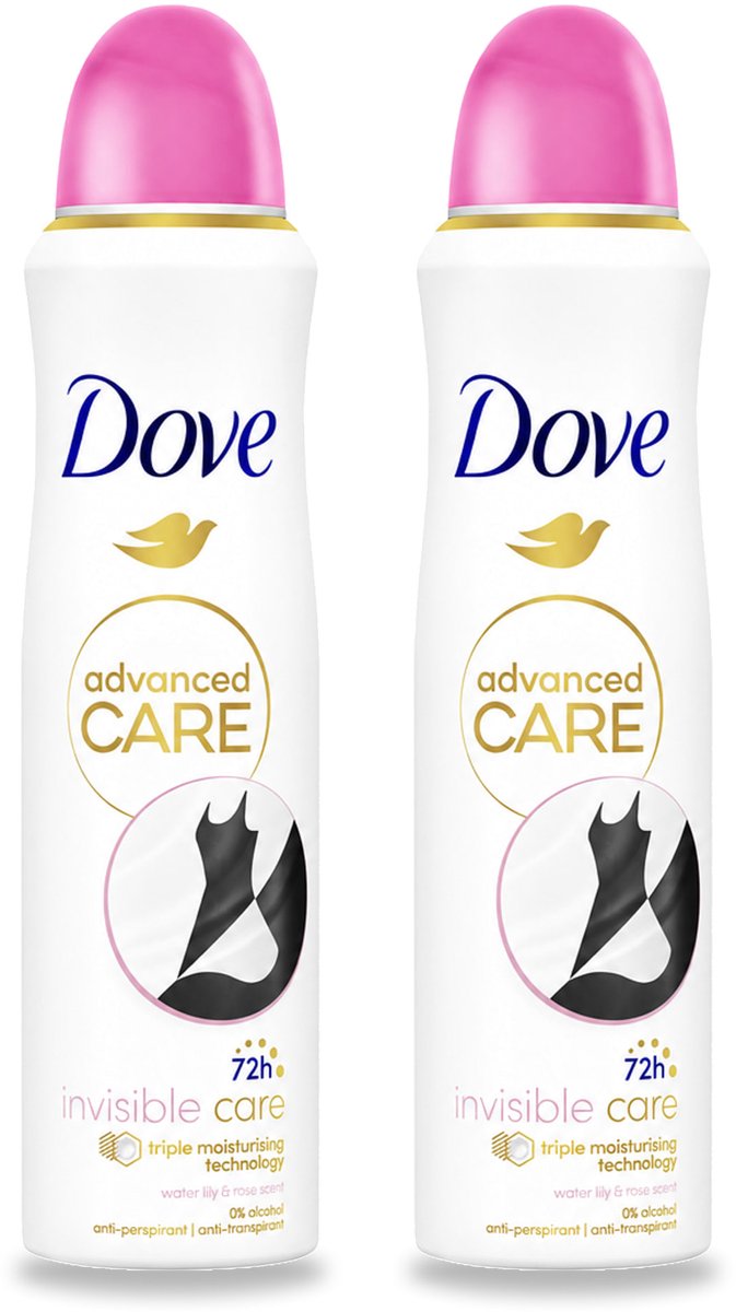 2 x Dove – Deodorant Spray – Invisible Care – 150 ml - Bulkverpakking - 2 stuks