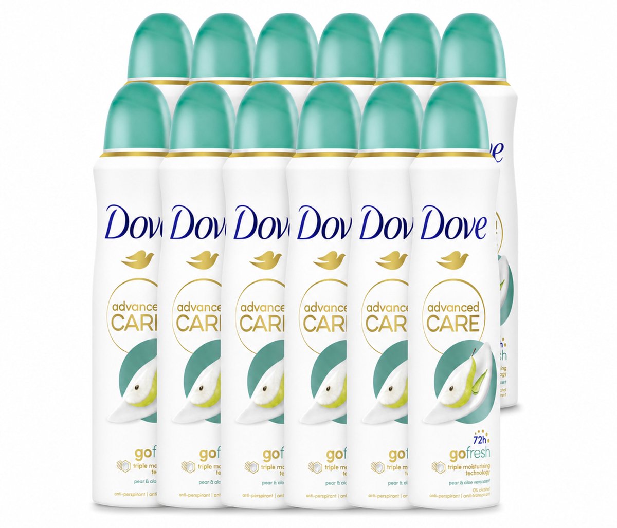 12 x Dove – Deodorant Spray – Peer & Aloe Vera – 150 ml - Voordeelverpakking - 12 stuks