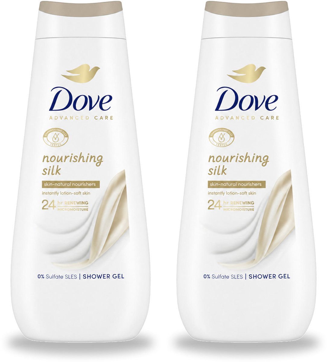 2 x Dove Douchecrème - Nourishing Silk - 400 ml - Voordeelverpakking - 2 stuks