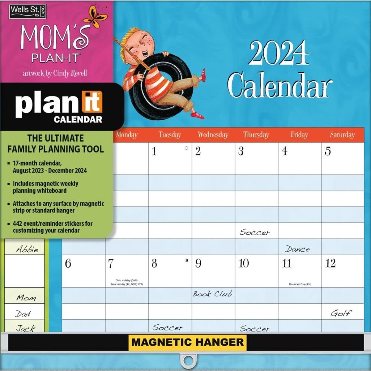 Elzusha - Familieplanner 2024 - Muurkalender met kunstwerken en stickers