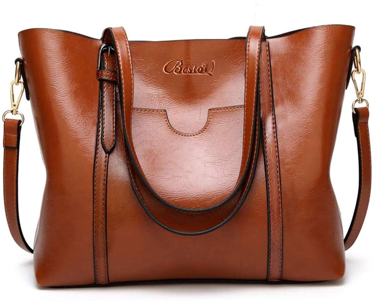 Elzusha - Dames Leren Handtas - Grote Shopper - Bruin
