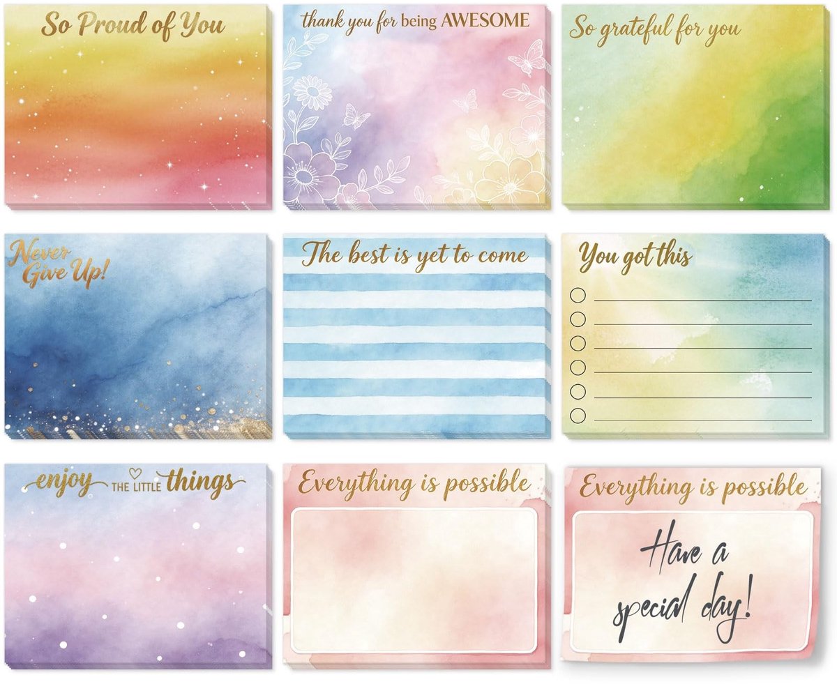 Elzusha - Sticky Notes Set - Watercolor Patroon - 400 Vellen