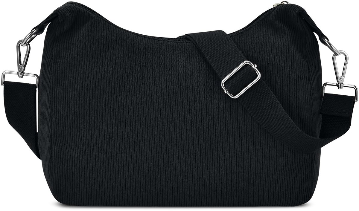 Elzusha - Crossbody Tas - Vouwbare Schoudertas van Katoen - Zwart