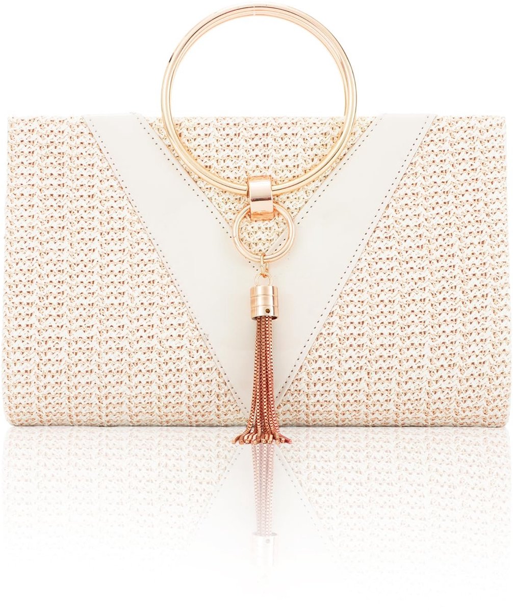 Elzusha - Dames Stro Clutch Tas voor Zomer en Avond
