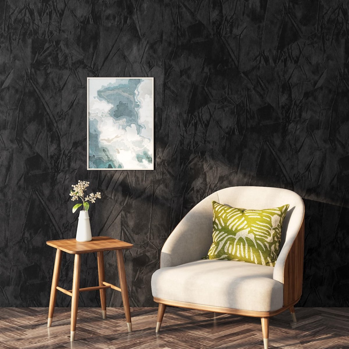 Elzusha - Zelfklevend Velours Behang Zwart 44.5cm x 7m