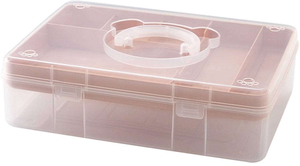Elzusha - Transparante Dubbele Opbergdoos - Stijlvolle Plastic Pen Case Roze