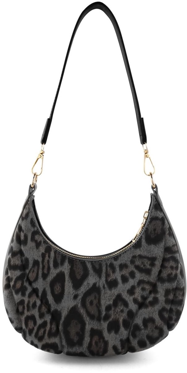 Elzusha - Dames Mini Schoudertas - Trendy Luipaardpatroon - Zwart/Bruin