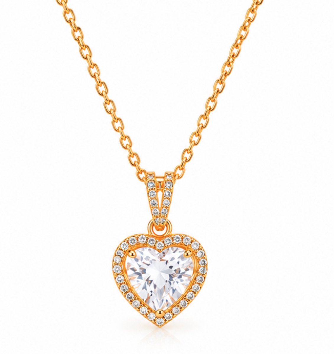 Luxe ketting - verguld - Stijlvolle ketting - Roestvrijstalen - hart hanger ketting -Cadeau Voor Vrouwen- cadeau -Valentijn - Liefde - Verrassing