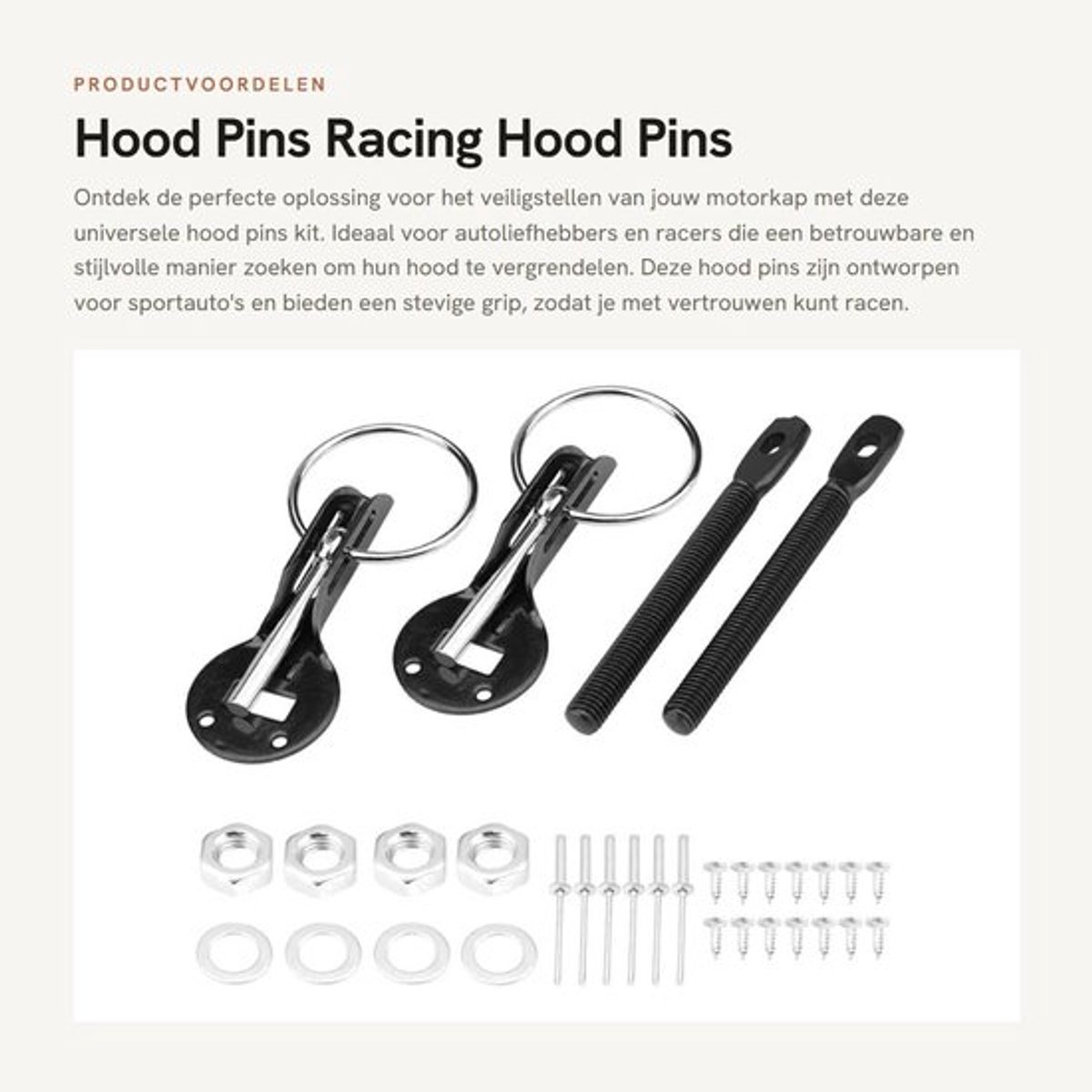 Dailygoods- Hood Pins Universele Vergrendelingsset - Roestvrijstalen Constructie