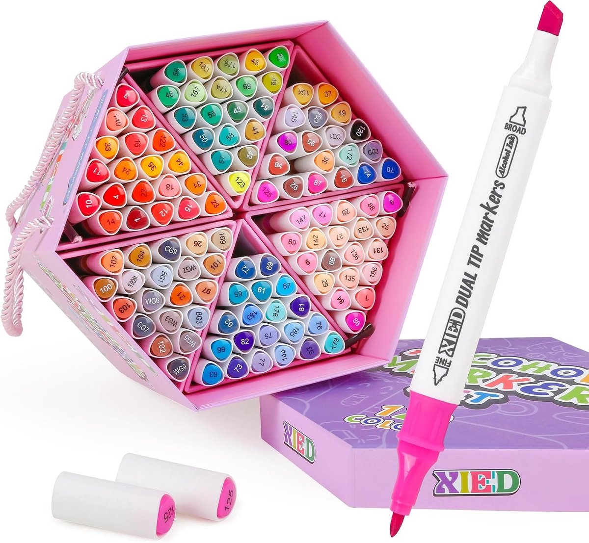 Alcohol markers set - 120 kleuren - Hexagonale stiften met dubbele punt - Voor kunstenaars en volwassenen