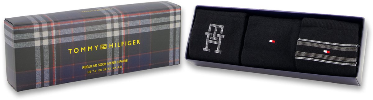 Tommy Hilfiger Herensokken Giftbox 3-Pack Zwart