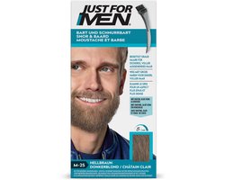 Just for Men Snor en Baard Haarkleuring M25 Donkerblond - Haarverf voor Mannen - Grijs Haar Verdwijnt in 5 Minuten - Versterkt Natuurlijke Kleur - Eenvoudig te Borstelen - Zonder Ammoniak - Meerdere Keren te Gebruiken - Blijft tot 8 Weken Zitten