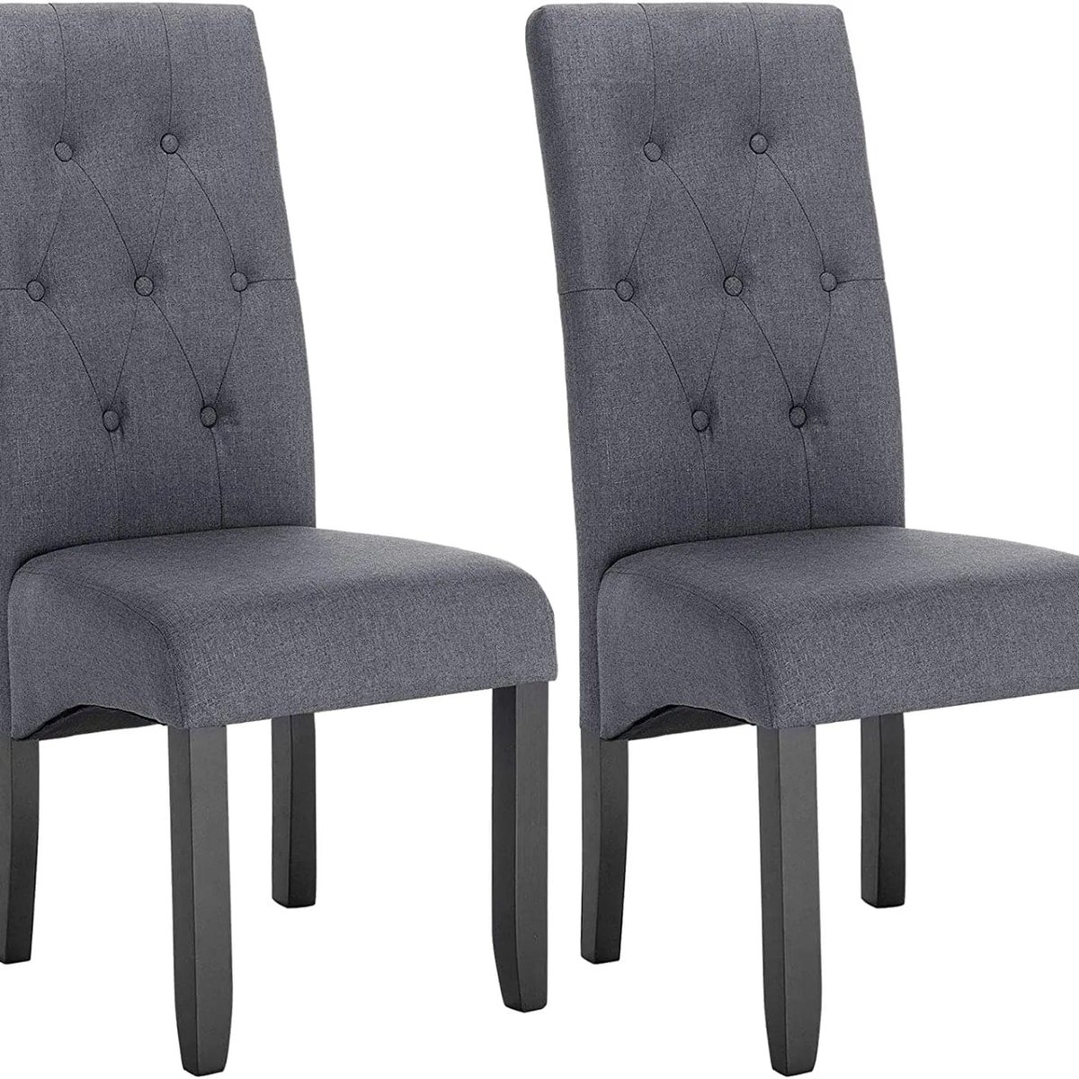 Klarven Eetkamerstoel Stuks Linnen donkergrijs - Eetkamerstoelen Set Van 2 - Fluwelen Eetkamerstoel - Eetkamerstoelen - Dining Chair - Hoge rugleuning, houten poten, comfortabele zitting - B47xh42cm