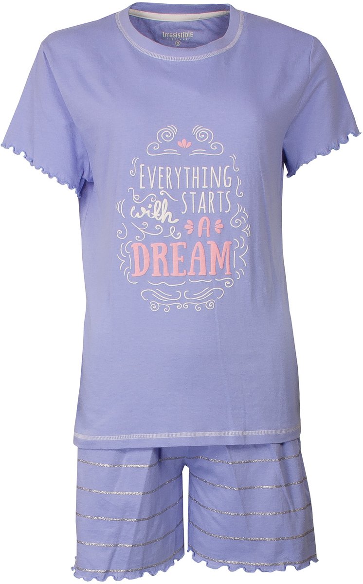 Irresistible Dames Shortama - 100% Gekamde Katoen - Licht Blauw - Maat M