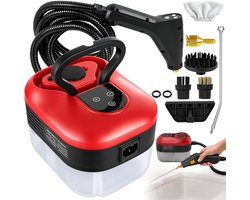 Stoomreiniger 2500W - Draagbare Hogedruk Stoomreiniger - Instelbare Stoom - Met 8 Accessoires & Borstels - Voor Keuken, Badkamer, Tegelvoegen en Auto - Rood